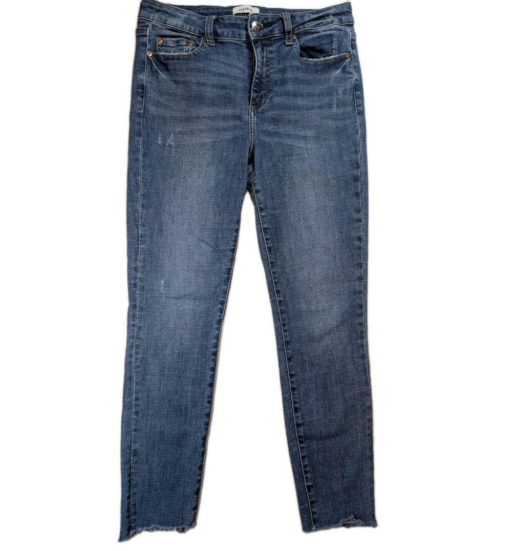 Pistola Skinny Ankle Jeans Womens 29 Raw Hem Cropped Stretch Denim